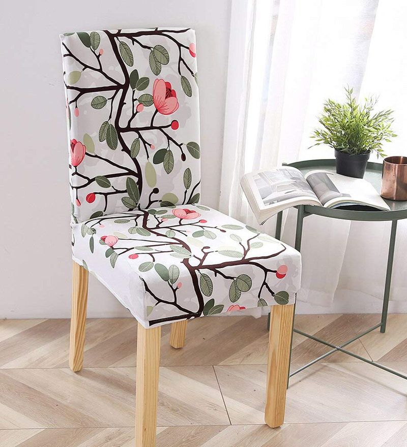 Polyester Floral Pattern 18x17 Elastic Chair Cover (set Of 6) Inside Danow Polyester Barrel Chairs (View 12 of 20)