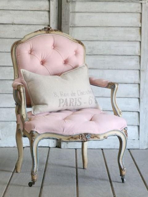 Pretty Pink Arm Chair With Pillow; Elegant Cottage Style Throughout Leppert Armchairs (Photo 10 of 20)