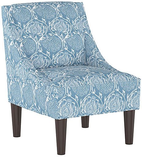 Quinn Swoop Arm Chair – Floral French Blue Pertaining To Bethine Polyester Armchairs (set Of 2) (Photo 14 of 20)