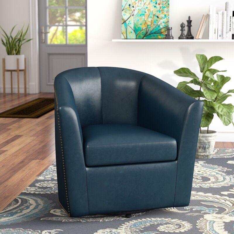 Rabinowitz 28.5" W Faux Leather Swivel Barrel Chair With Regard To Faux Leather Barrel Chairs (Photo 10 of 20)