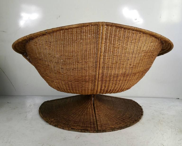 Rare Danny Ho Fong Wicker "lotus" Lounge Chair, 1960s In Danny Barrel Chairs (set Of 2) (View 19 of 20)