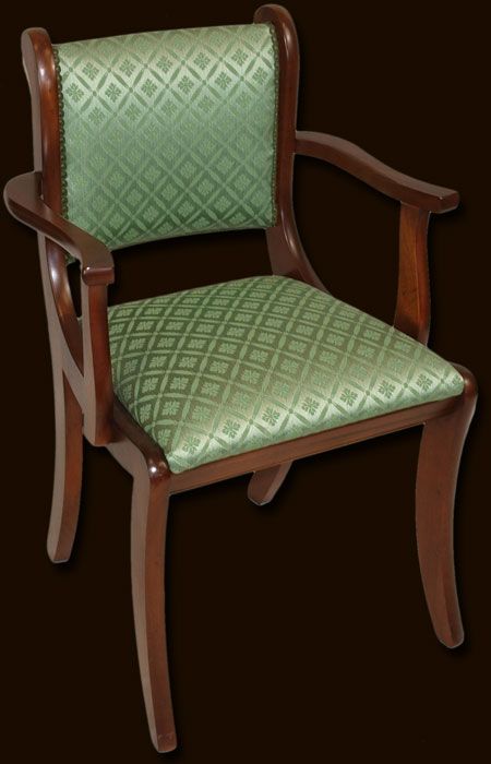 Reproduction Fully Upholstered Sabre Leg Dining Chair In Yew Within Carlton Wood Leg Upholstered Dining Chairs (View 13 of 20)