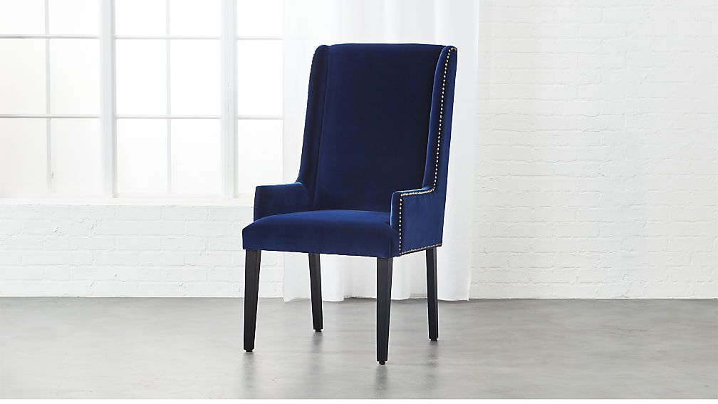 Reynolds Navy Velvet Chair + Reviews | Cb2. High Back Chair In Reynolds Armchairs (Photo 6 of 20)