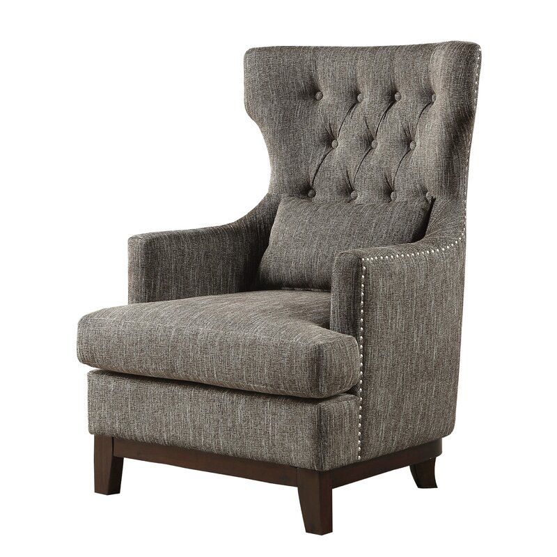 Ridgemark Fabric Upholstered Wingback Chair Throughout Galesville Tufted Polyester Wingback Chairs (View 8 of 20)