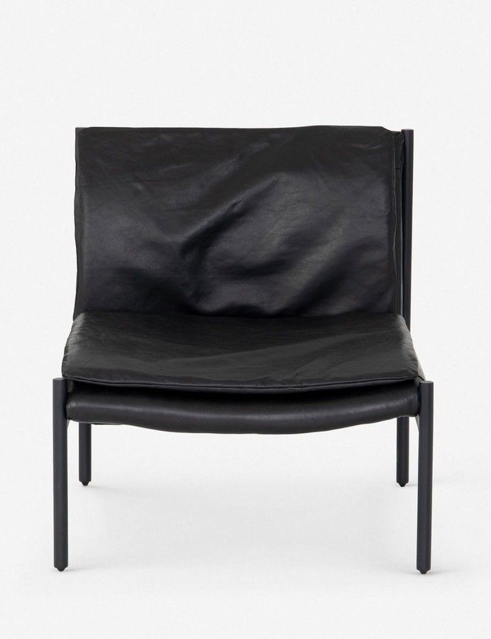 Ronella Leather Accent Chair, Aged Black In Liston Faux Leather Barrel Chairs (View 15 of 20)