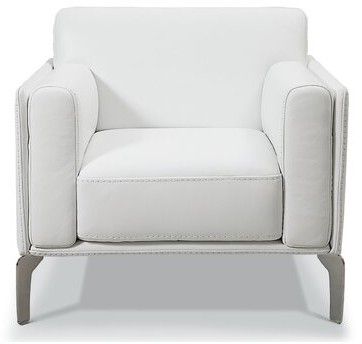 Rosado 35" W Full Grain Leather Armchair Upholstery Color: White Genuine  Leather Regarding Blaithin Simple Single Barrel Chairs (Photo 15 of 20)