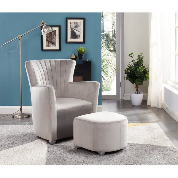Ryanne Club Chair And Ottoman Inside Hallsville Performance Velvet Armchairs And Ottoman (Photo 15 of 20)