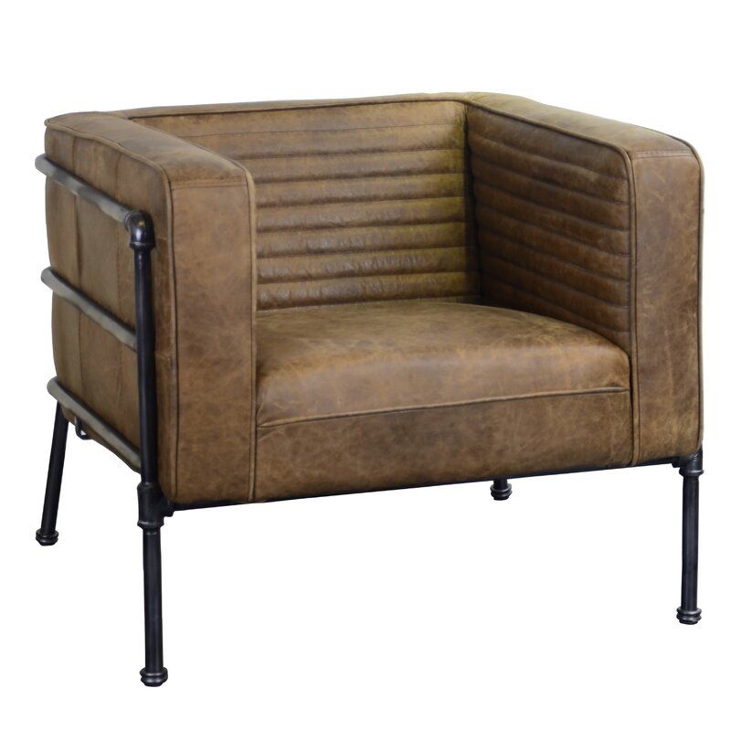 Shearer 31" W Tufted Top Grain Leather Club Chair Within Sheldon Tufted Top Grain Leather Club Chairs (Photo 4 of 20)