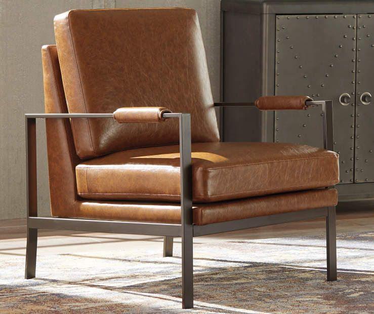 Signature Designashley Peacemaker Brown Faux Leather Throughout Jarin Faux Leather Armchairs (View 6 of 20)