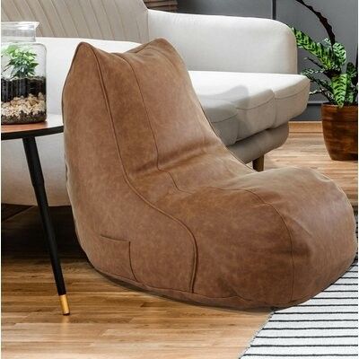 Small Faux Leather Bean Bag Chair & Lounger Upholstery Color: Cognac Faux  Leather With Regard To Jarin Faux Leather Armchairs (View 12 of 20)