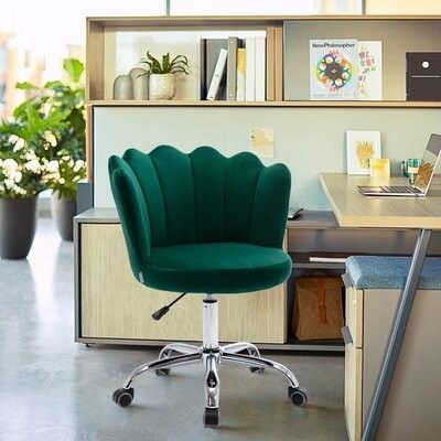 Swivel Shell Chair For Living Room/bed Room, Modern Leisure Office Chair  Blue Upholstery Color: Green With Regard To Vineland Polyester Swivel Armchairs (View 16 of 20)