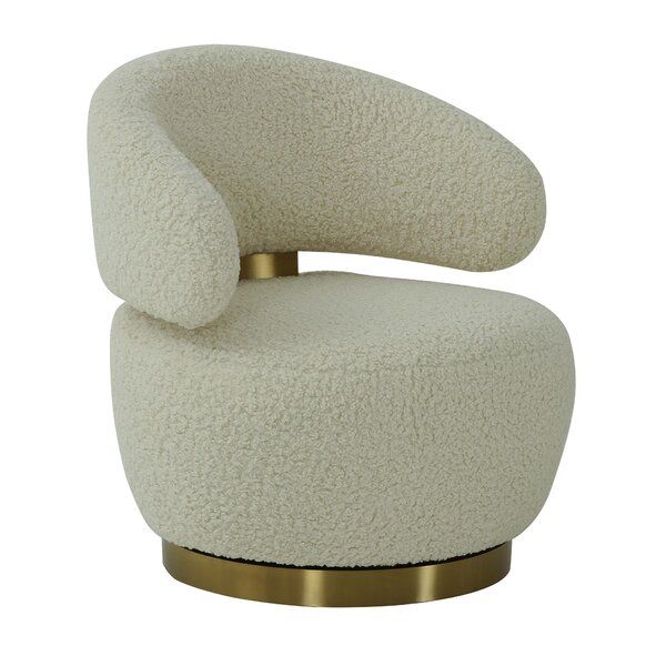 Tollett Faux Shearling Barrel Chair Within Danow Polyester Barrel Chairs (View 14 of 20)