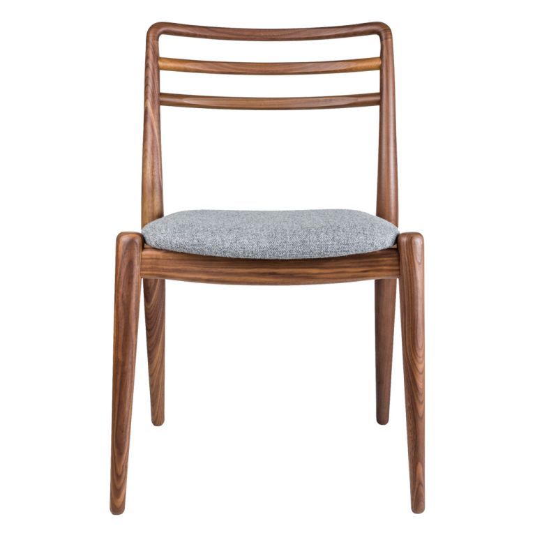 Tor Side Chair Walnut & Grey Wool Regarding Chiles Linen Side Chairs (Photo 7 of 20)