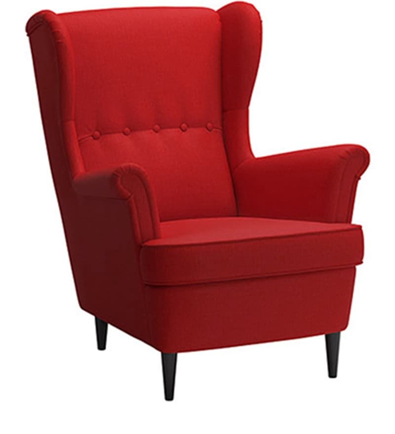 Transitional Wingback Accent Chair With Midcentury Legs In Red Colour Within Lau Barrel Chairs (Photo 8 of 20)