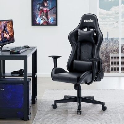 Tribesigns Reclining Ergonomic Faux Leather Swiveling Pc & Racing Gaming  Chair In Black Tribesigns Within Hazley Faux Leather Swivel Barrel Chairs (View 8 of 20)