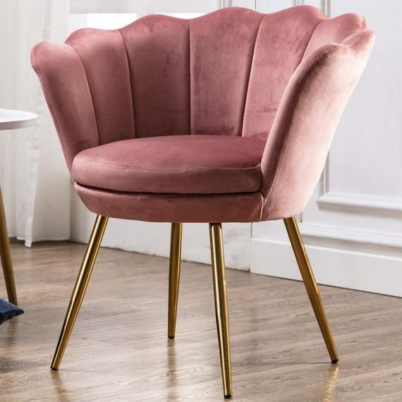 Velvet Upholstered Living Room Chair Mid Century Modern Pink In Lounge Chairs With Metal Leg (Photo 20 of 20)