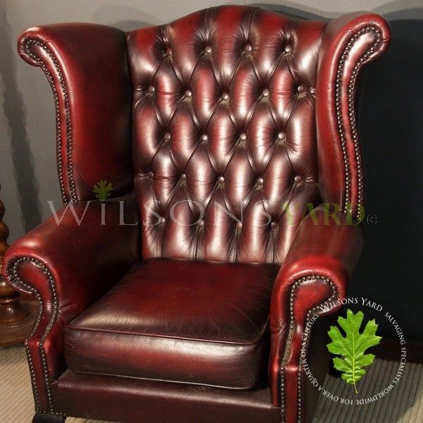 Vintage Red Leather Wingback Chair With Regard To Busti Wingback Chairs (View 14 of 20)