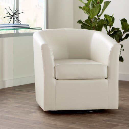 Wilmore 30" W Faux Leather Swivel Barrel Chair | Barrel For Molinari Swivel Barrel Chairs (View 16 of 20)