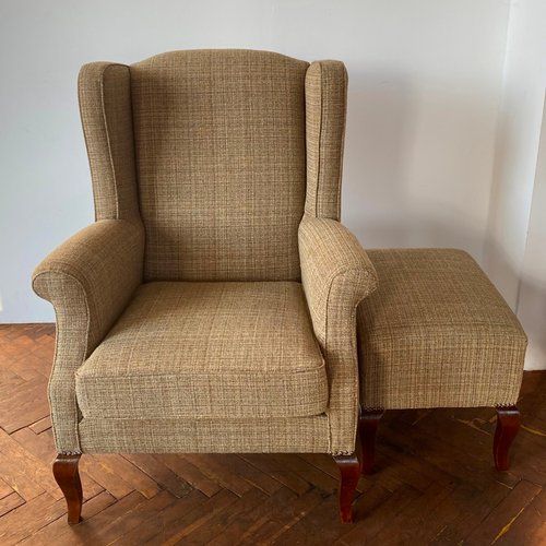 Wingback Chair & Ottoman, 1990s Intended For Busti Wingback Chairs (Photo 11 of 20)