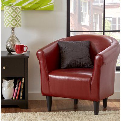 Zipcode Design Liam Barrel Chair Color: Merlot | Living Room With Liam Faux Leather Barrel Chairs (Photo 19 of 20)