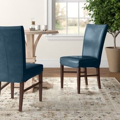 Zyaire Upholstered Dining Chair Upholstery Color: Vintage Blue Within Bob Stripe Upholstered Dining Chairs (set Of 2) (Photo 19 of 20)