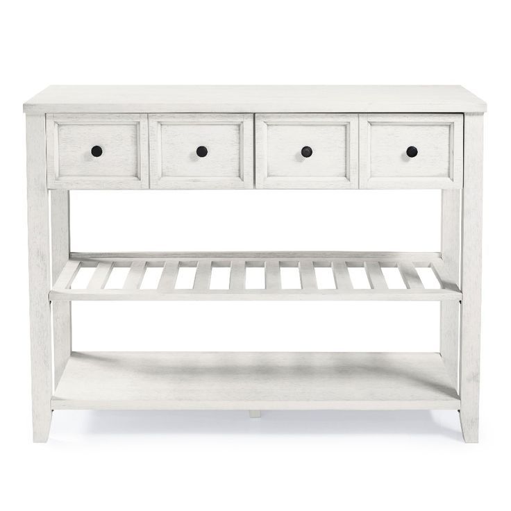 48" Solid Wood 2 Drawer Buffet In White – Walker Edison Within Desirae 48" Wide 2 Drawer Sideboards (View 15 of 15)