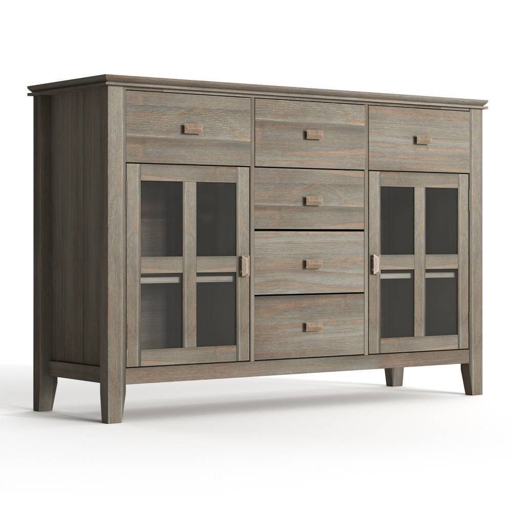 54" Stratford Sideboard Buffet Distressed Gray Throughout Annabella 54&quot; Wide 3 Drawer Sideboards (View 4 of 15)