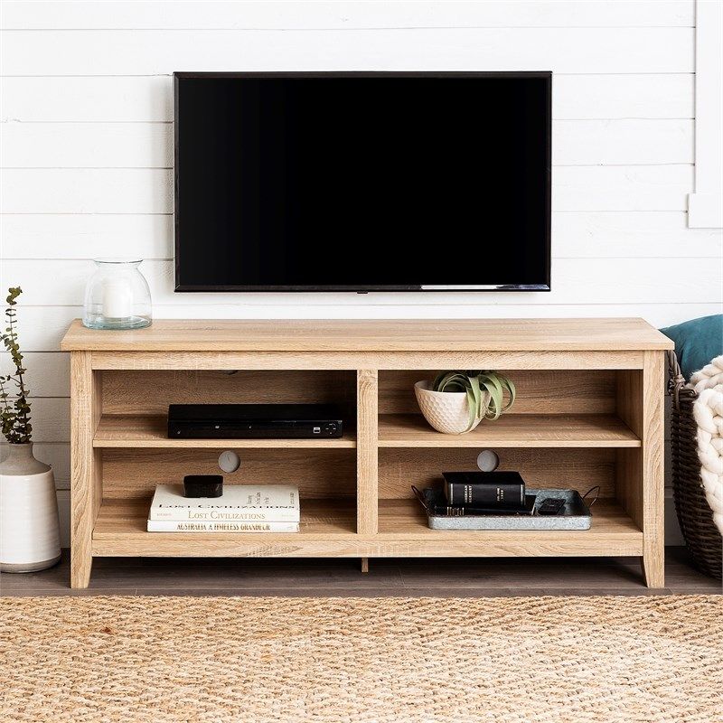 58" Essentials Wood Tv Stand With Natural Wood Finish Inside Labarbera Tv Stands For Tvs Up To 58" (View 11 of 15)