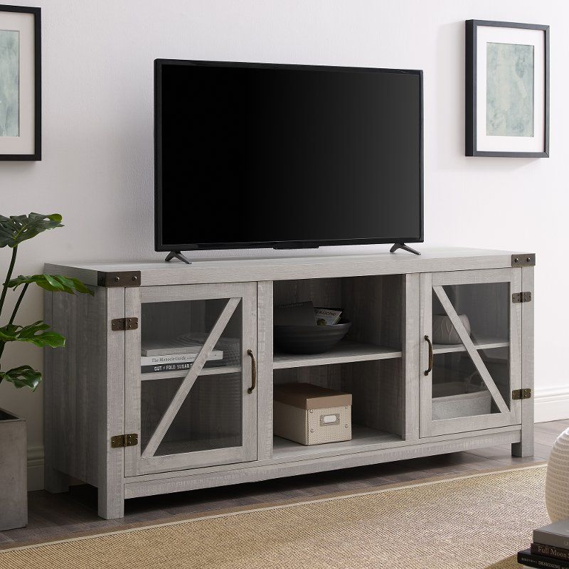 58 Inch Rustic Farmhouse Tv Stand – Stone Grey | Rc Willey Intended For Greggs Tv Stands For Tvs Up To 58&quot; (View 12 of 15)