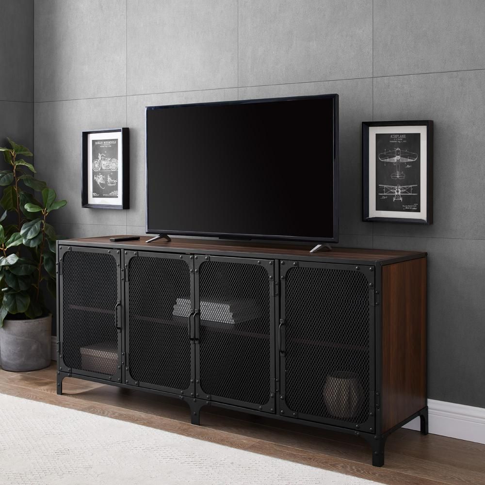 60 In. Dark Walnut Composite Tv Stand Fits Tvs Up To 66 In Throughout Avenir Tv Stands For Tvs Up To 60" (Photo 1 of 15)
