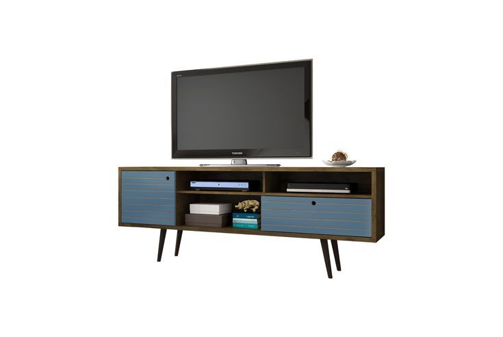 70.86" Mid Century – Modern Tv Stand W/ 4 Shelving Spaces Inside Neuhaus  (View 6 of 15)
