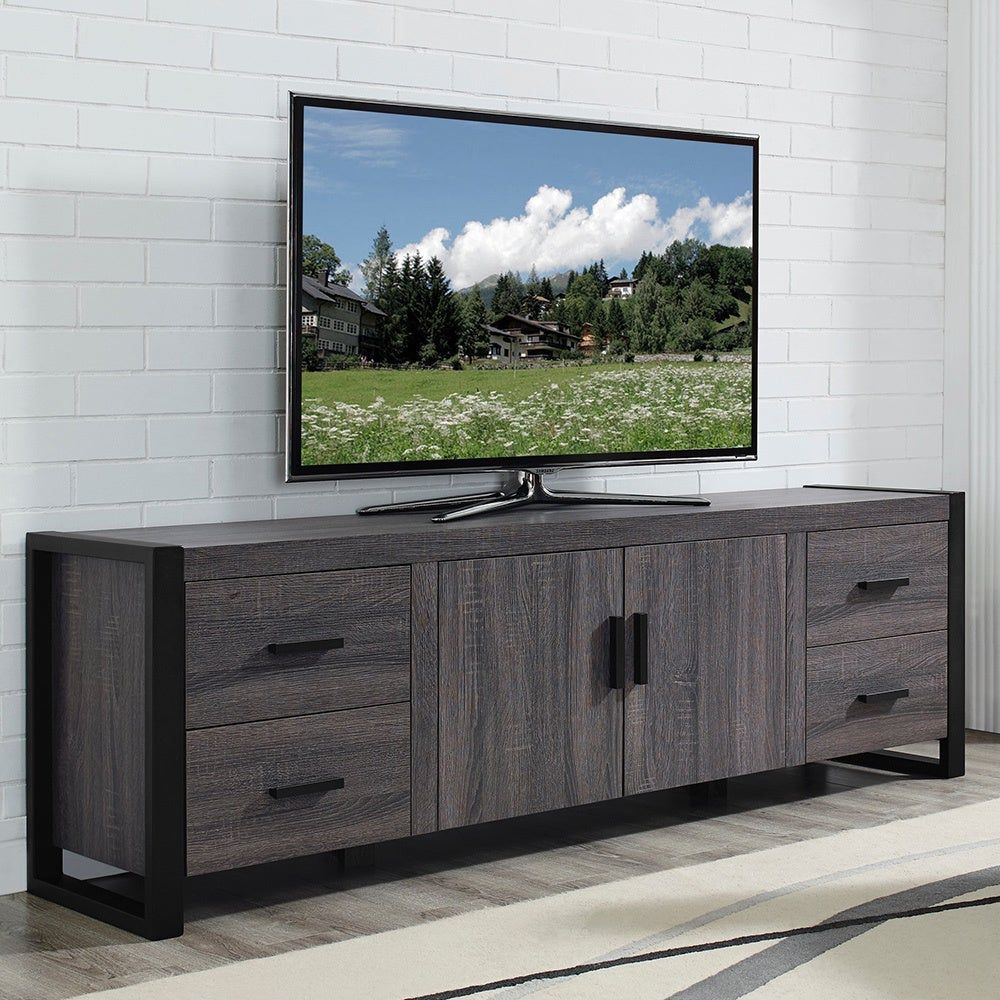 70 Inch Charcoal Grey Tv Stand – Overstock Shopping For Mainor Tv Stands For Tvs Up To 70" (View 10 of 15)