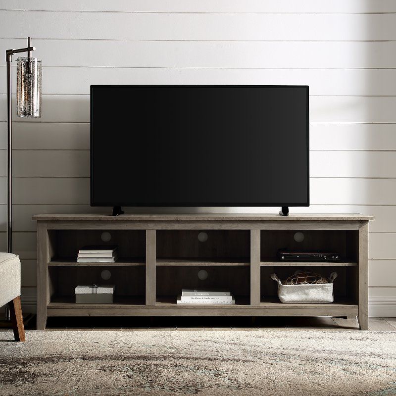70 Inch Rustic Wood Tv Stand – Grey Wash | Rc Willey Regarding Lorraine Tv Stands For Tvs Up To 70&quot; (Photo 6 of 15)