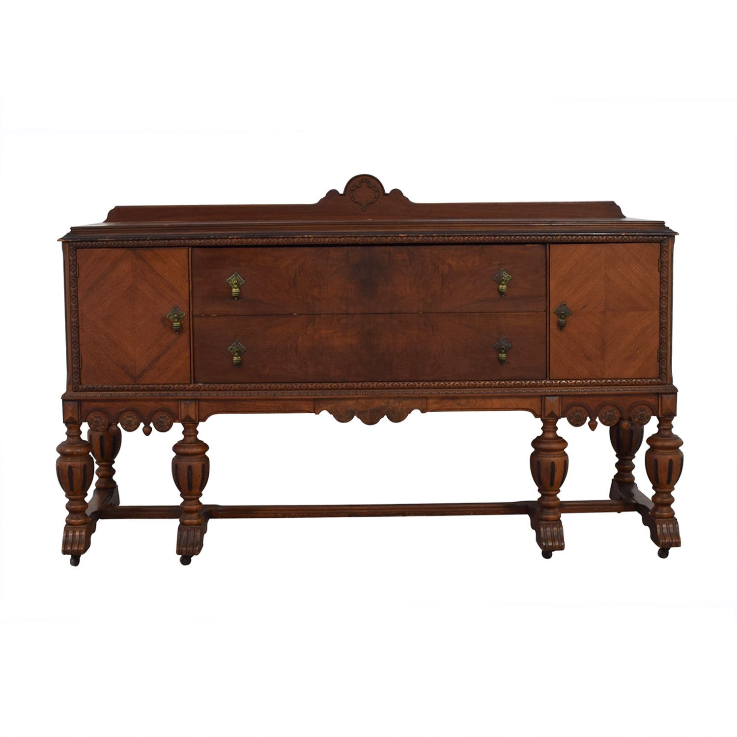 75% Off – Antique Two Drawer Wood Buffet Sideboard / Storage With  (View 15 of 15)