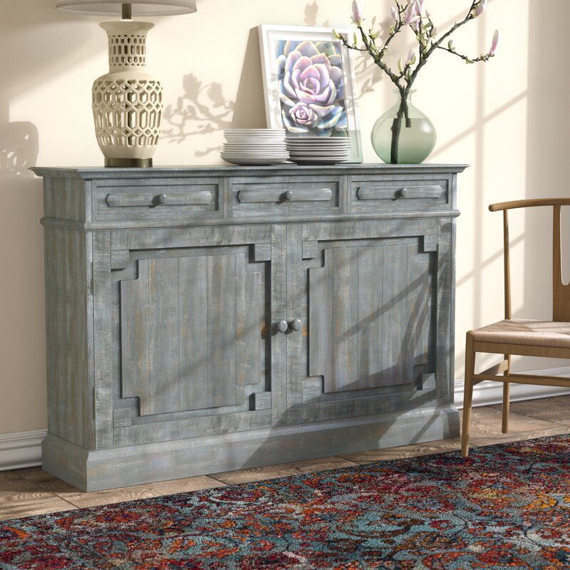 Adelbert 55" Wide 3 Drawer Pine Wood Sideboard In 2020 With Marple 42&quot; Wide 2 Drawer Servers (View 1 of 15)