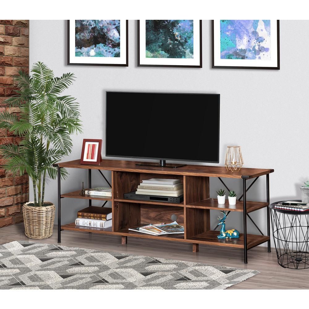 Agh Deco Brunei 65 In. Brown Composite Tv Stand Fits Tvs Within Buckley Tv Stands For Tvs Up To 65" (Photo 1 of 15)
