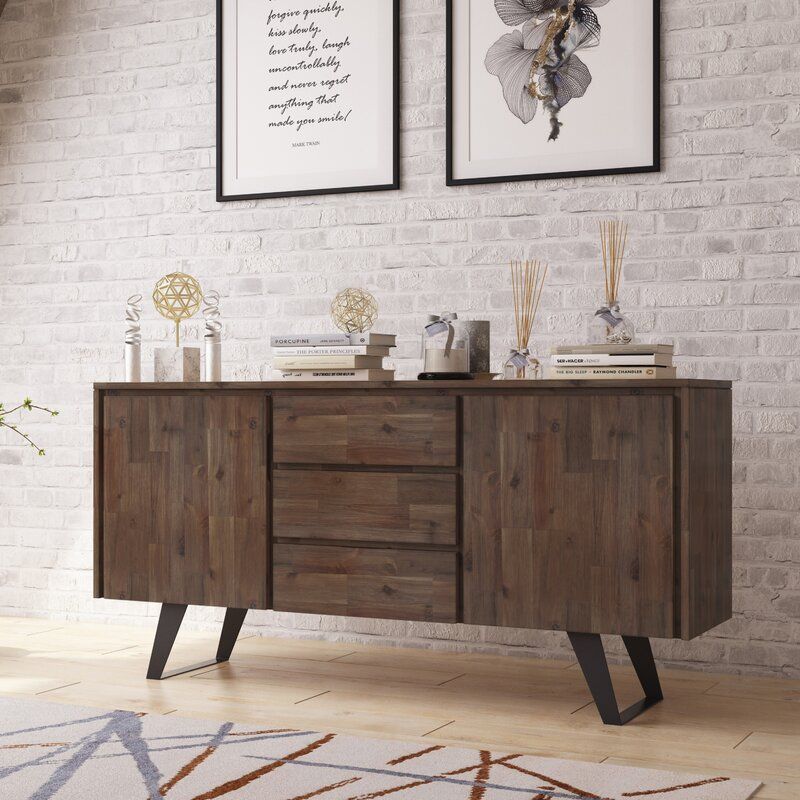 Allmodern Midway 60" Wide 3 Drawer Acacia Wood Buffet Intended For Maeva 60" 3 Drawer Sideboards (View 3 of 15)