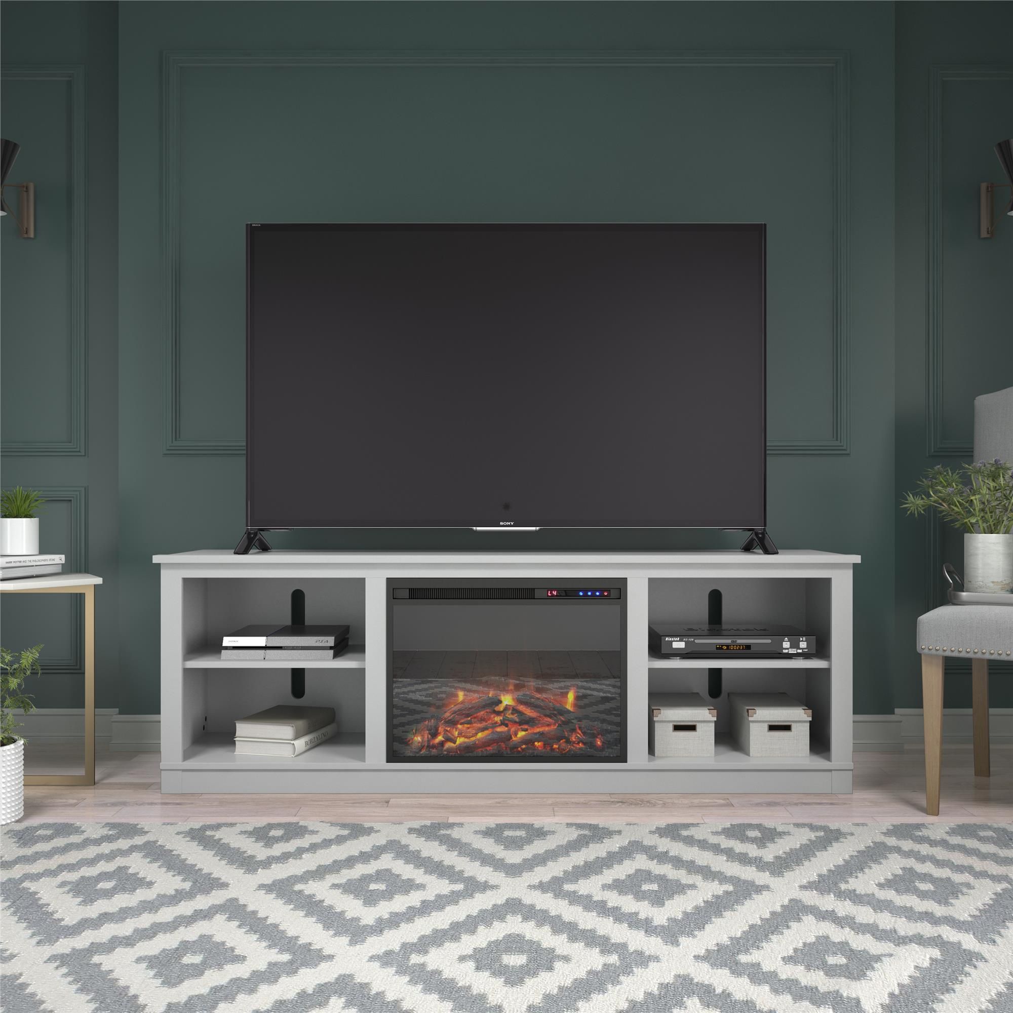 Ameriwood Home Kahle Fireplace Tv Stand For Tvs Up To 75 With Regard To Lucille Tv Stands For Tvs Up To 75&quot; (View 4 of 15)
