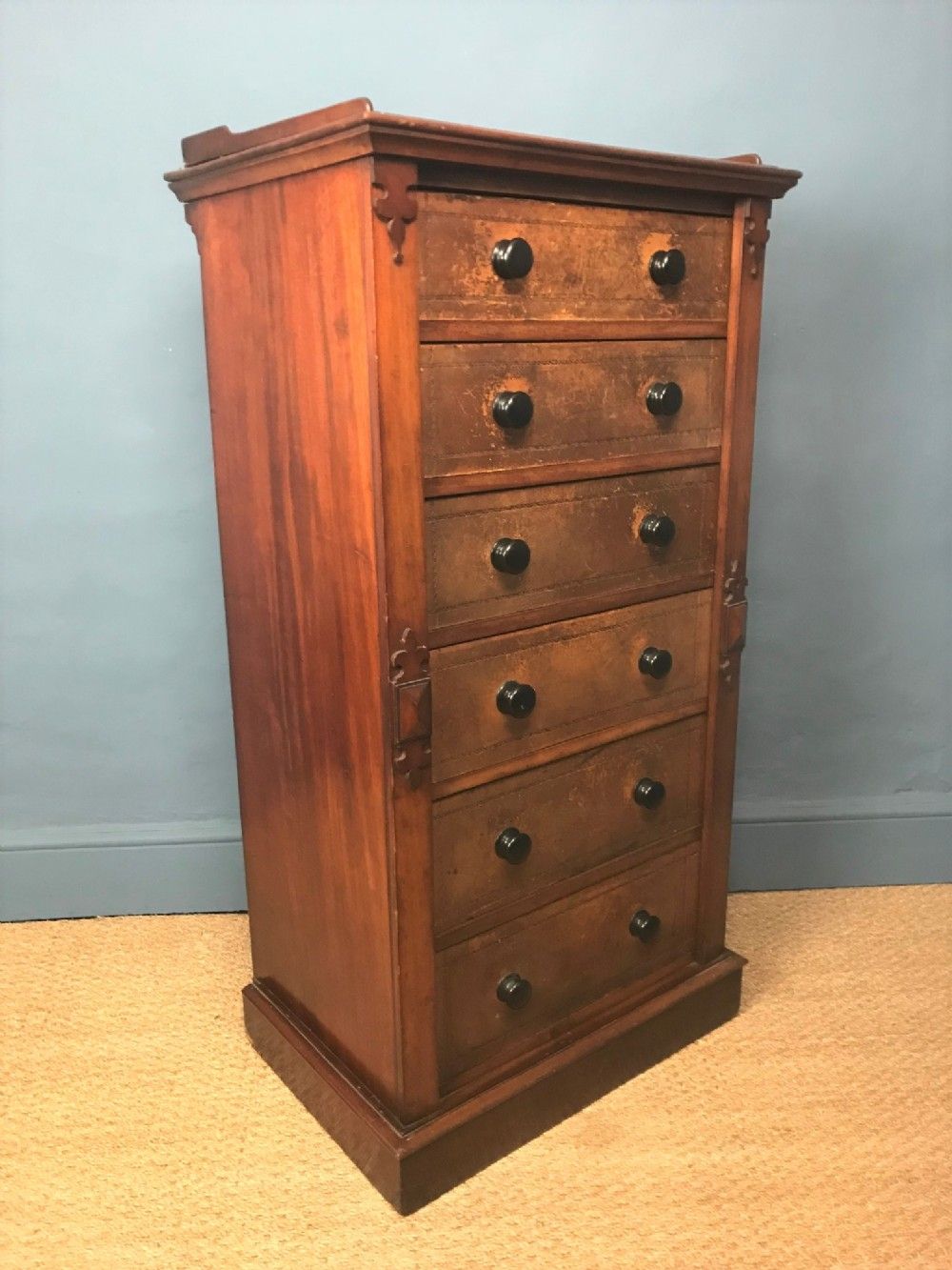 An Unusual Victorian Mahogany And Leather Wellington Chest Regarding Rockville  (View 4 of 15)