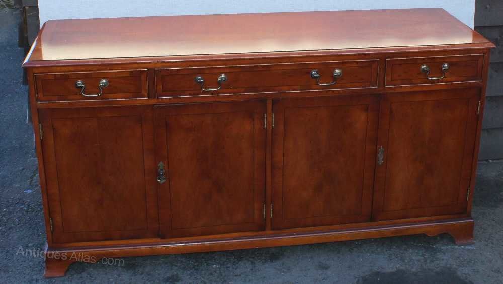 Antiques Atlas – Yew Wood 4 Door, 3 Drawer Sideboard Intended For 3 Drawer Sideboards (View 1 of 15)