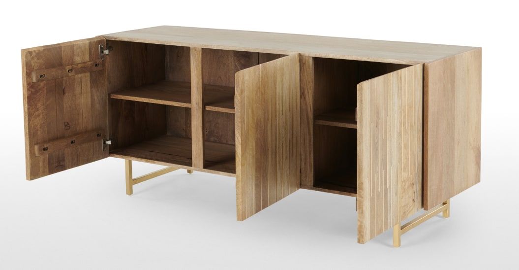 Aphra Sideboard, Light Mango Wood And Brass Inlay | Made Inside Zinaida 59" Wide Mango Wood Buffet Tables (View 12 of 15)