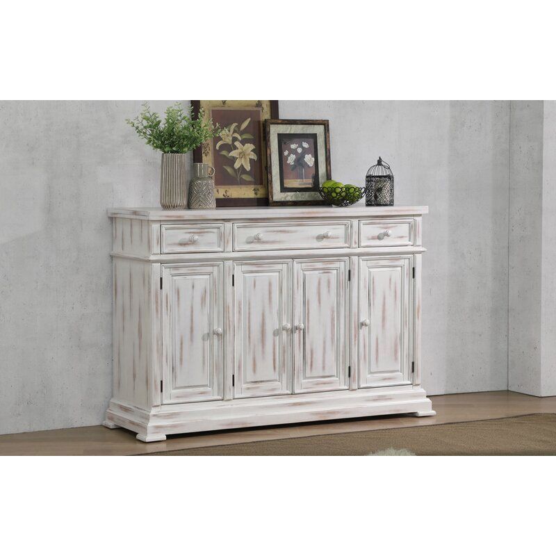 August Grove® Kittridge 58'' Wide 3 Drawer Rubberwood Wood With Islesboro 58&quot; Wide Sideboards (View 1 of 15)