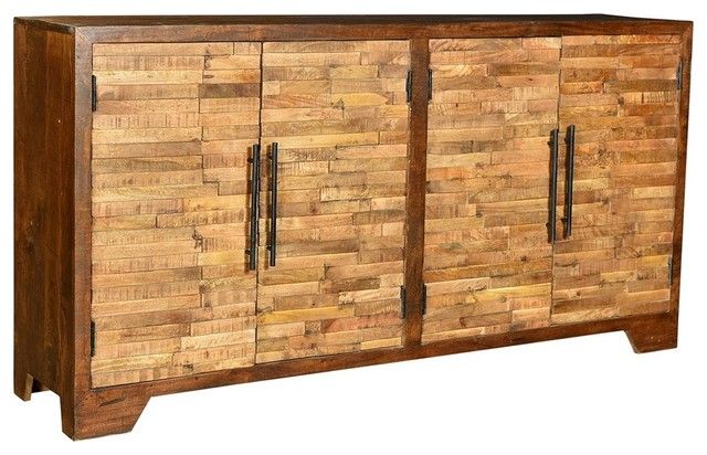 Bengal Manor Mango Wood Random Strips Sideboard – Rustic With Strock 70" Wide Mango Wood Sideboards (View 8 of 15)