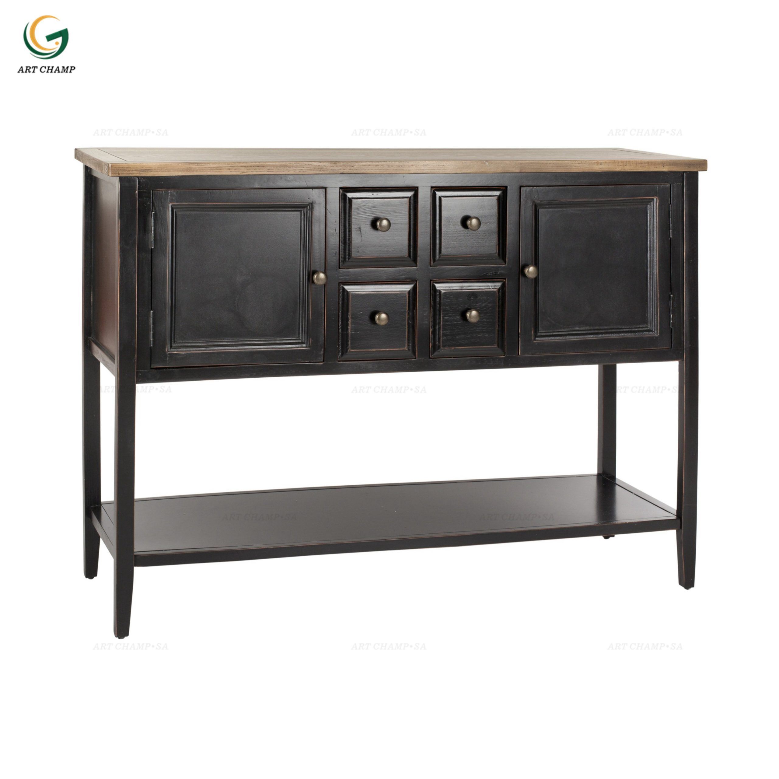 Black Antique Consoles Chic Sideboards And Buffet Tables Inside Raymund  (View 7 of 15)