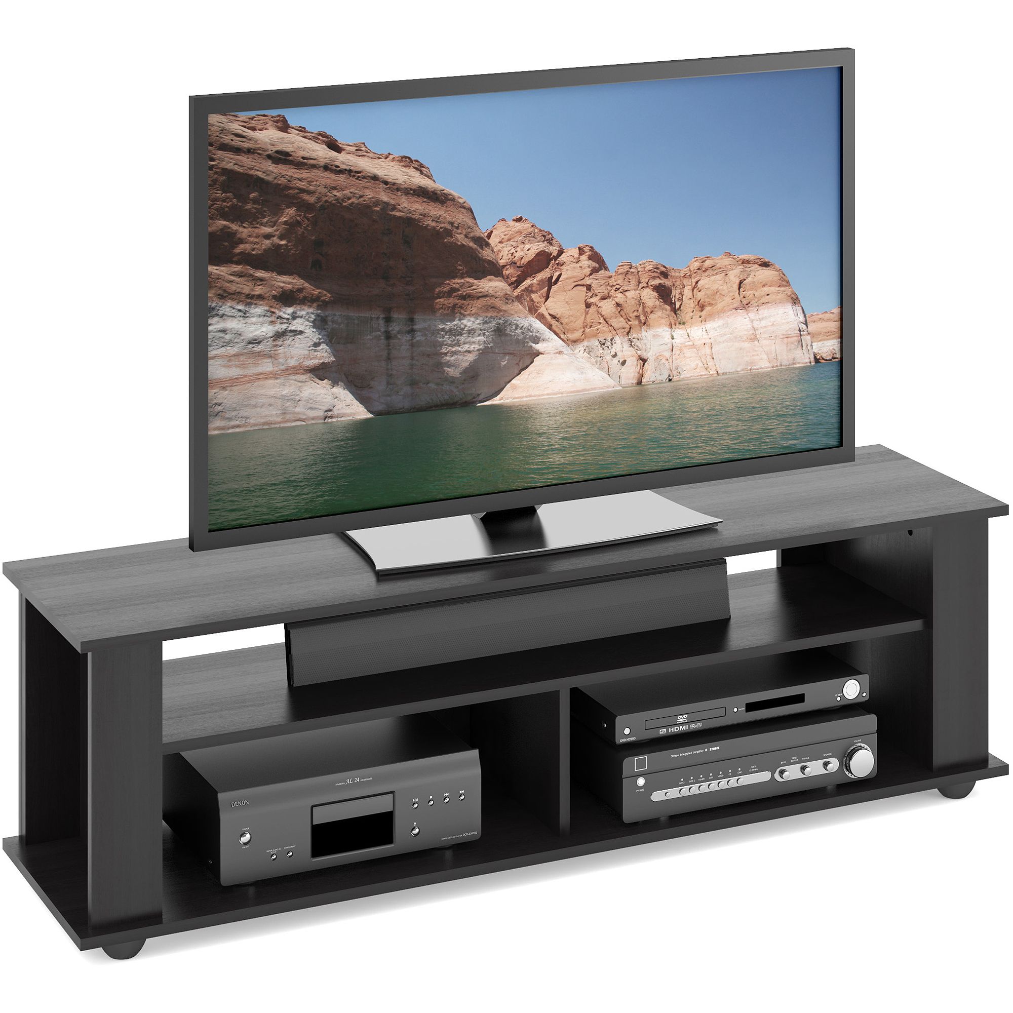 Black Tv Stand For Tvs Up To 65 Inch Entertainment Center With Regard To Adora Tv Stands For Tvs Up To 65" (View 7 of 15)