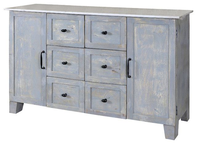 Braxton 6 Drawer 2 Door Buffet Solid Mango Wood, Lightly Inside Frida 71&quot; Wide 2 Drawer Sideboards (Photo 7 of 15)