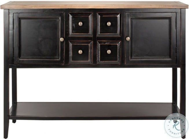 Charlotte Black And Oak Top Storage Sideboard From For Thame 70" Wide 4 Drawers Pine Wood Sideboards (Photo 15 of 15)
