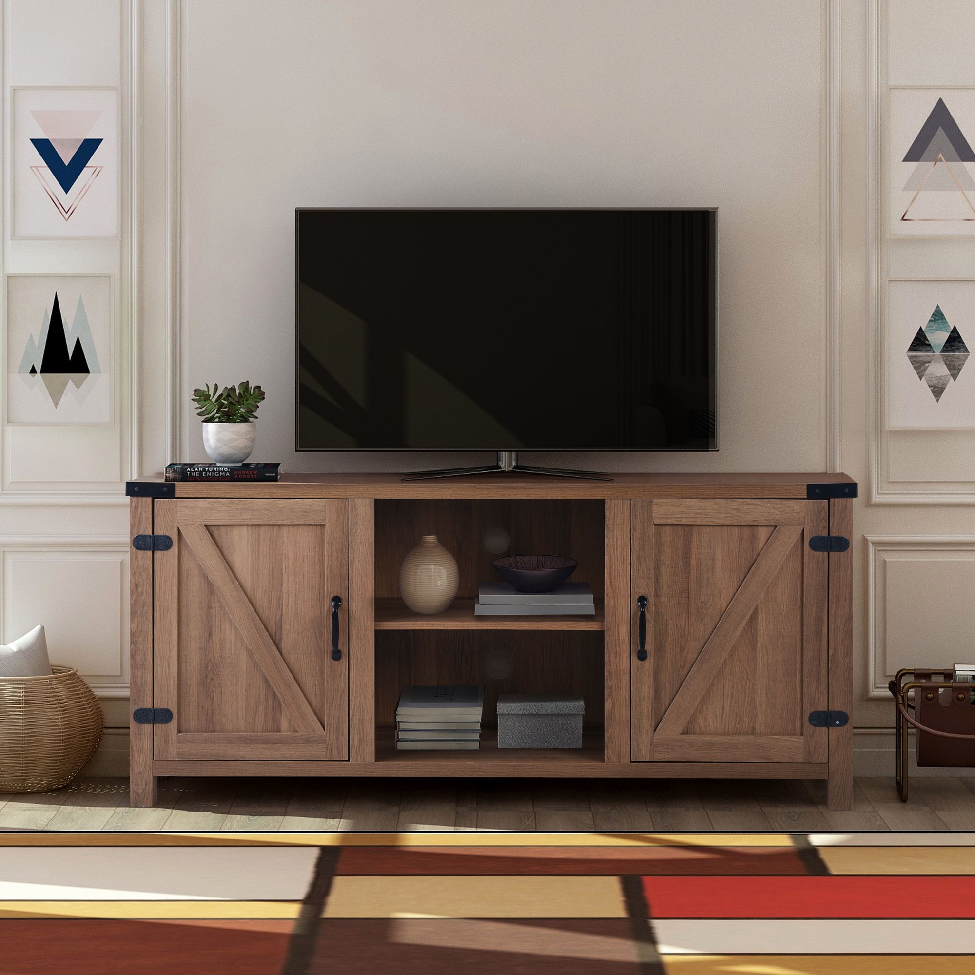 Clearance! Modern Tv Stand Cabinet, Farmhouse Tv Stand For Throughout Greggs Tv Stands For Tvs Up To 58&quot; (View 13 of 15)