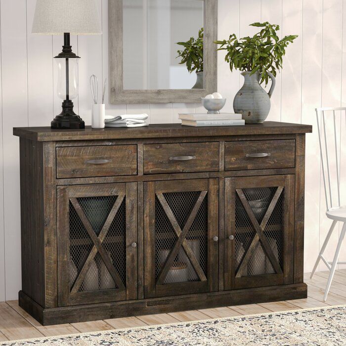 Colborne 58" Wide 3 Drawer Acacia Wood Sideboard | Outdoor Inside Fritch 58&quot; Wide Sideboards (View 6 of 15)
