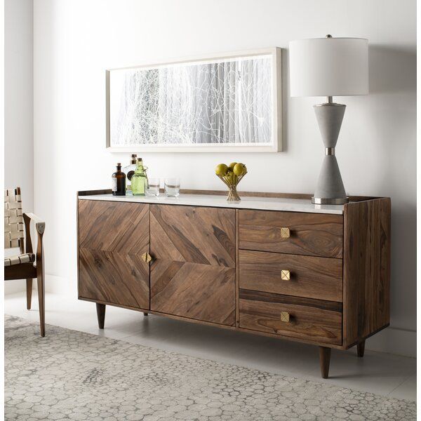 Cora Rose 62.9" Wide 3 Drawer Acacia Wood Sideboard In Inside Cora Rose  (View 4 of 15)